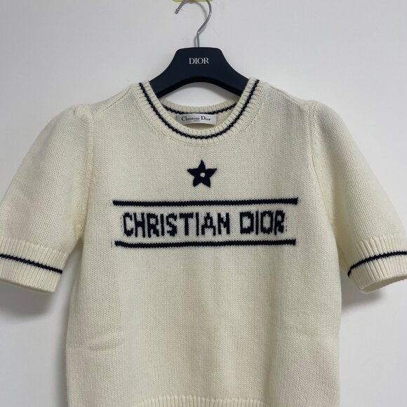 Dior Short-Sleeved Sweater Ecru Wool and Cashmere Knit - Picture 6 of 11